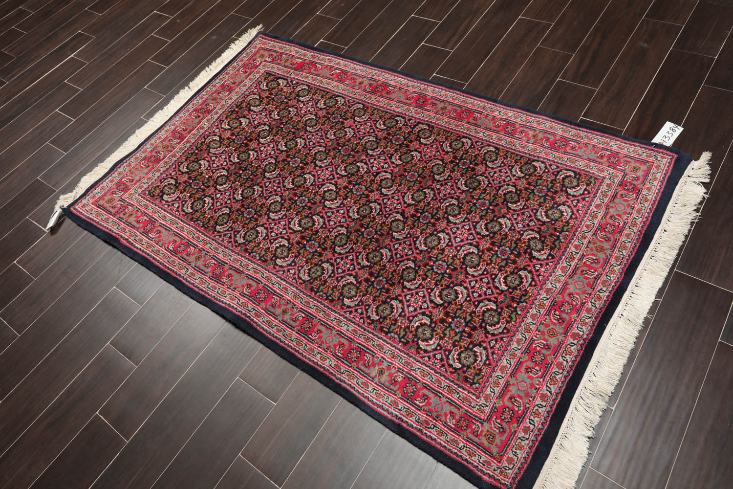 4x6 Midnight Blue, Pink, Green Color Hand Knotted All-Over 100% Wool Traditional Oriental Rug