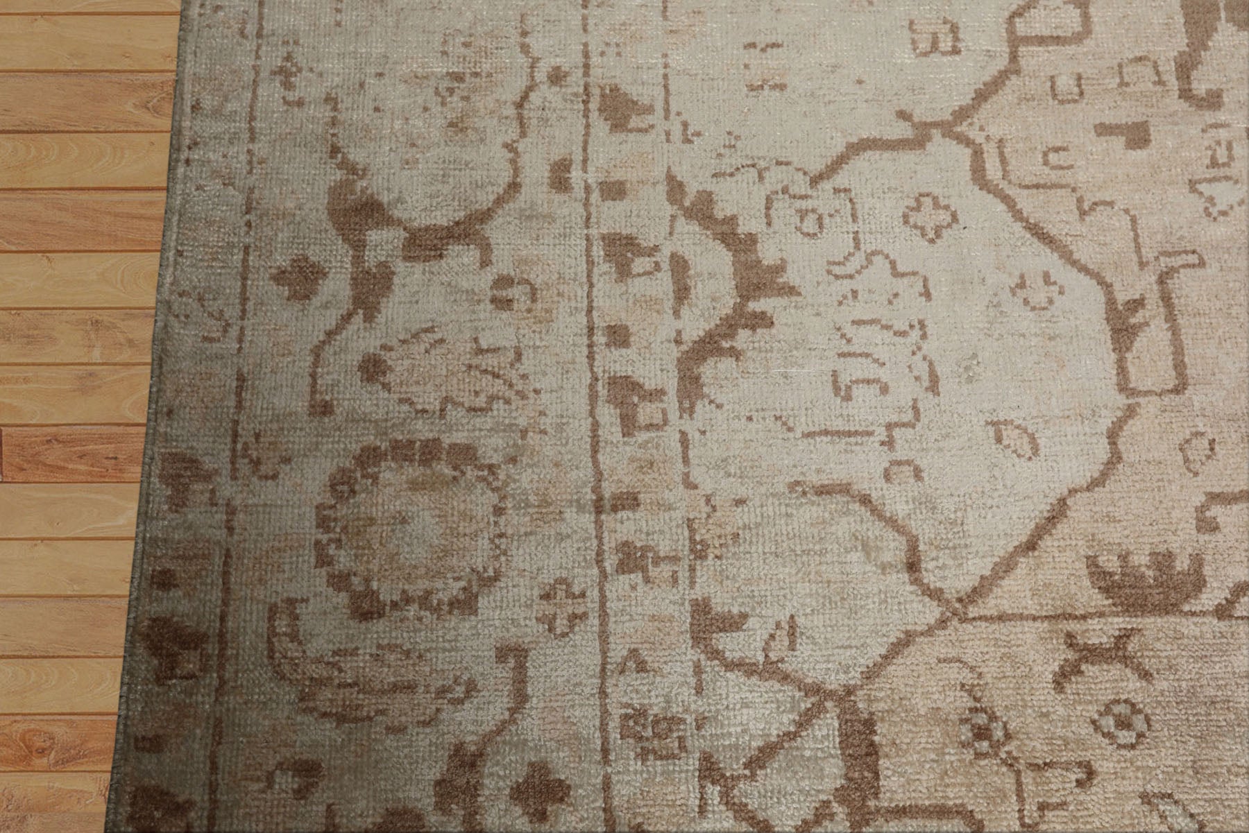 9x12 Beige, Brown, Peach Color Hand Knotted Oushak Bamboo Silk Traditional Oriental Rug