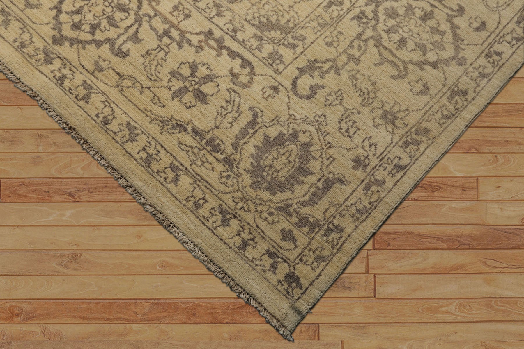 9x12 Beige, Taupe, Color Hand Knotted Peshawar Wool Transitional Oriental Rug