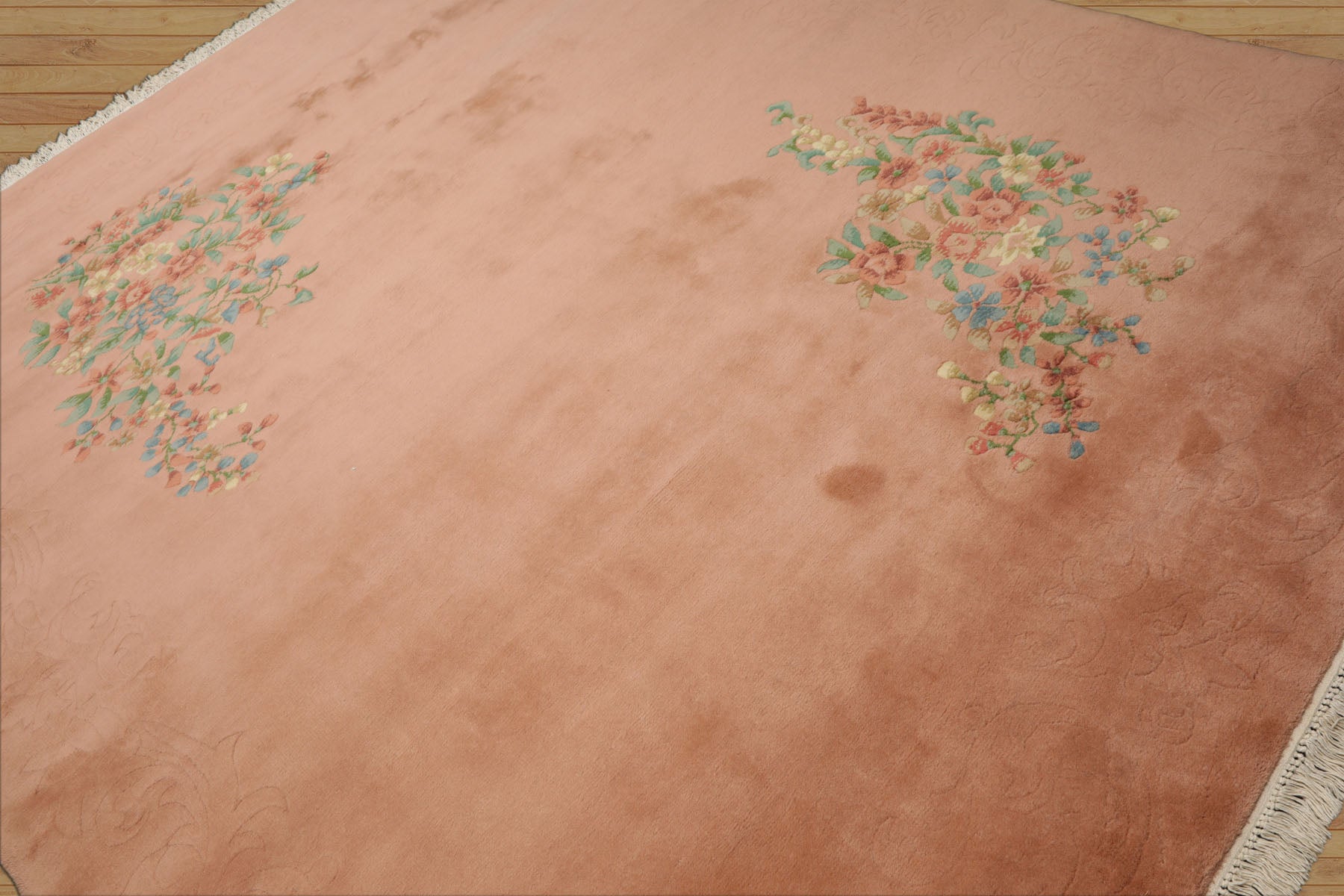 8x10 Rose, Aqua, Turquoise Color Hand Knotted French Aubusson Savonnerie Wool Traditional Oriental Rug