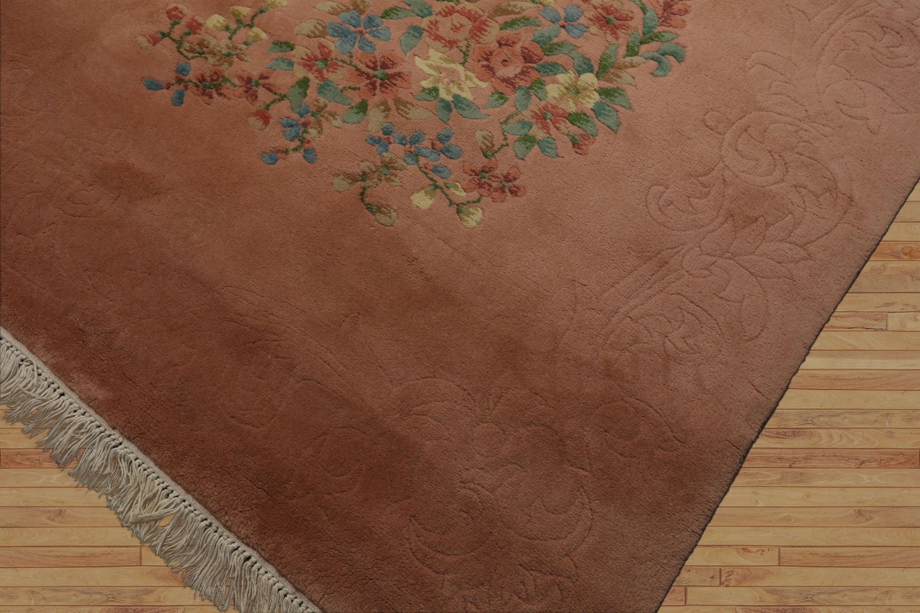 8x10 Rose, Aqua, Turquoise Color Hand Knotted French Aubusson Savonnerie Wool Traditional Oriental Rug
