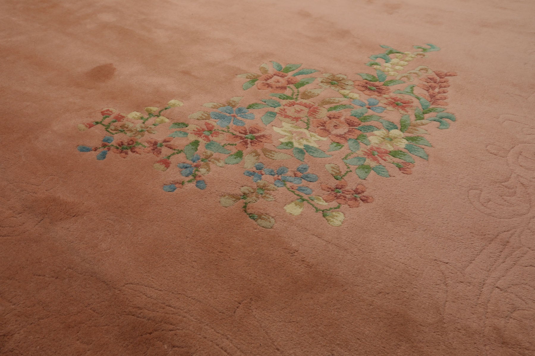 8x10 Rose, Aqua, Turquoise Color Hand Knotted French Aubusson Savonnerie Wool Traditional Oriental Rug