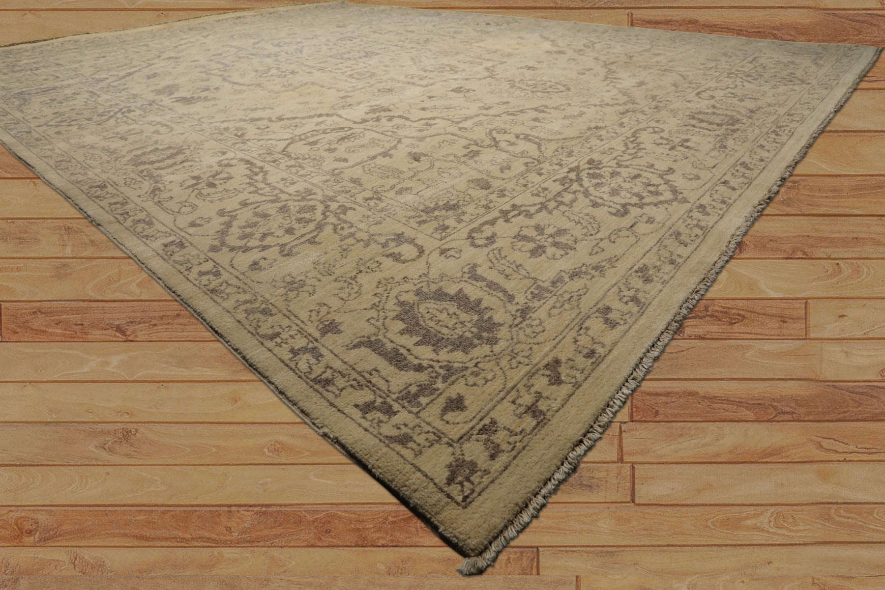 9x12 Beige, Taupe, Color Hand Knotted Peshawar Wool Transitional Oriental Rug