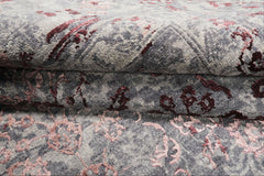 8x10 Gray, Blue, Plum Color Hand Knotted Sherpa Wool & Bamboo Silk Transitional Oriental Rug