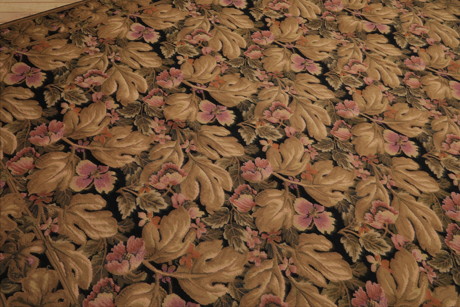 8x10 Black, Brown, Green Color Hand Woven French Aubusson Needlepoint  Wool Traditional Oriental Rug