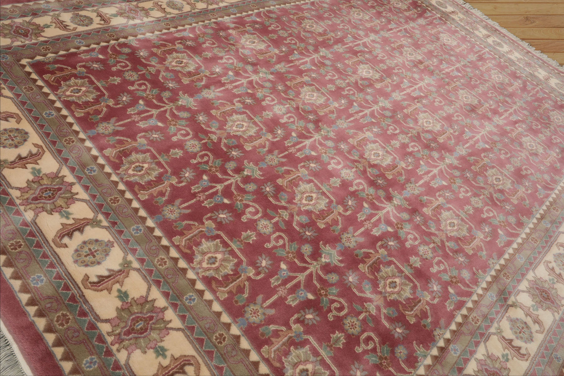 9x12 Plum, Ivory, Aqua Color Hand Knotted Heriz Wool Traditional  Oriental Rug