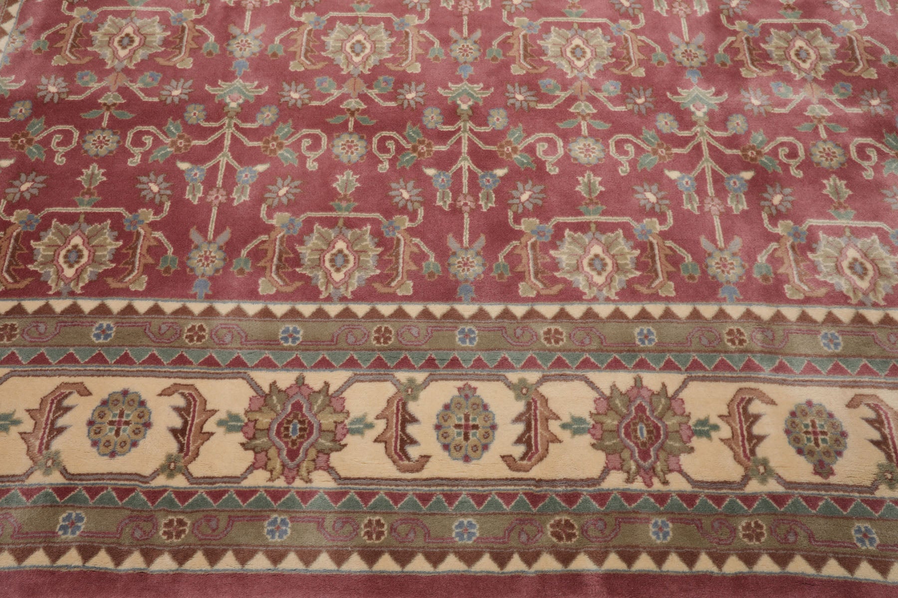 9x12 Plum, Ivory, Aqua Color Hand Knotted Heriz Wool Traditional  Oriental Rug