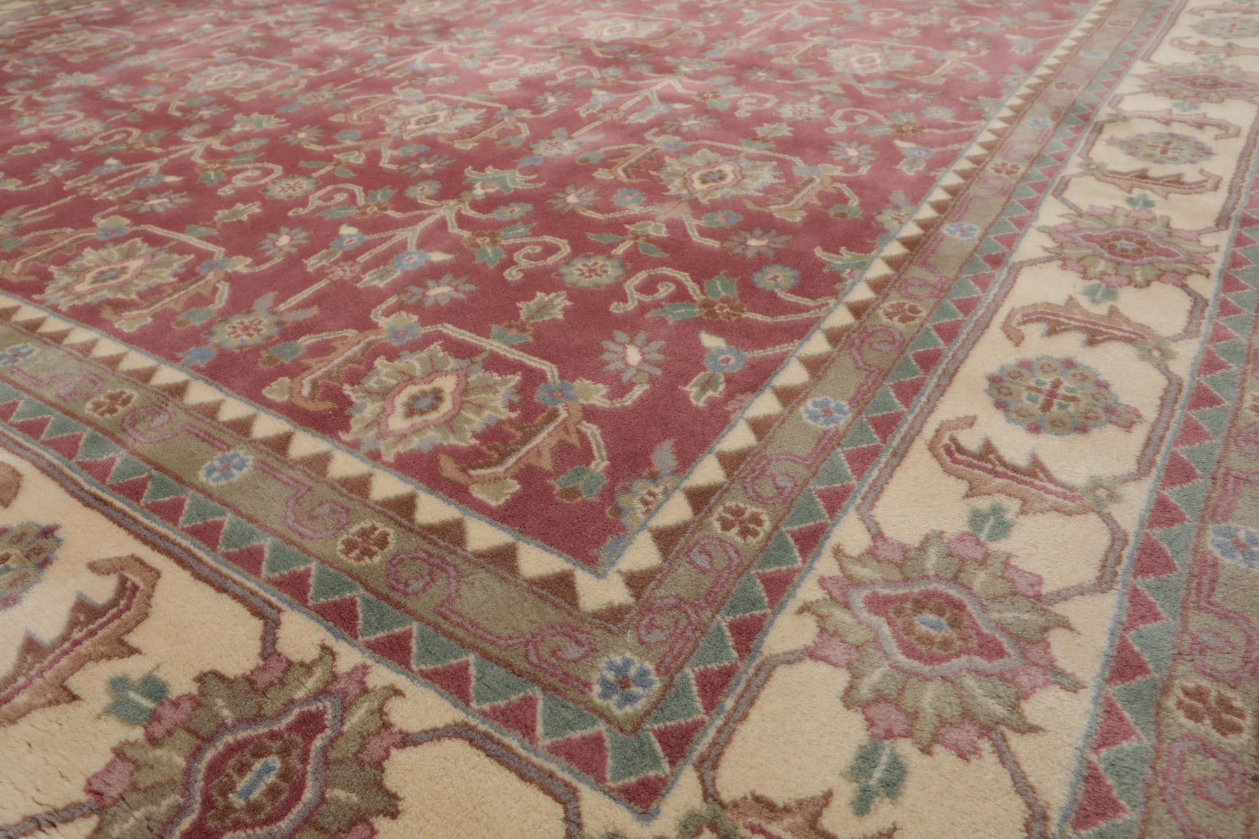 9x12 Plum, Ivory, Aqua Color Hand Knotted Heriz Wool Traditional  Oriental Rug