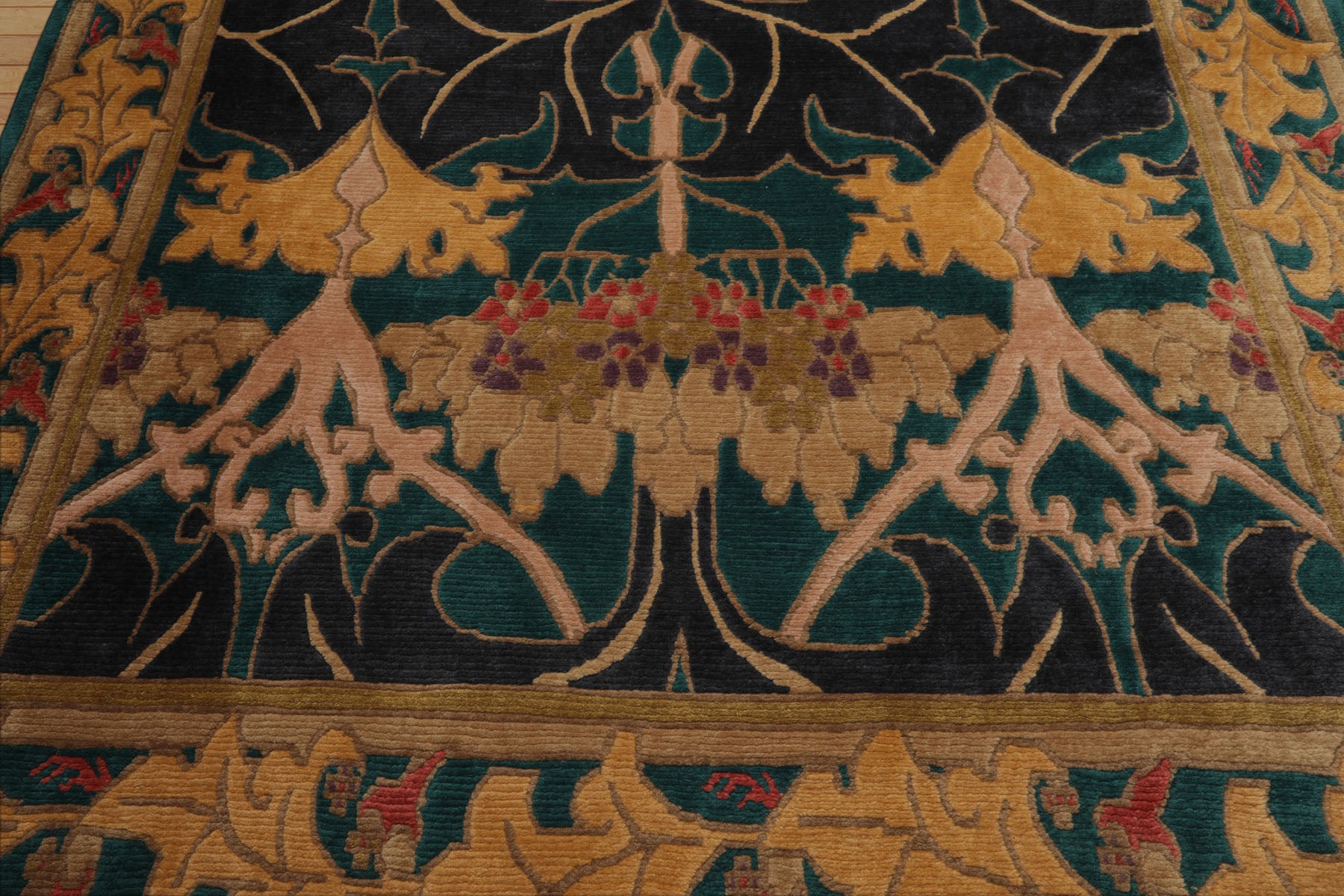 8x10 Turquoise, Blue, Gold Color Hand Knotted Tibetan Wool Arts & Crafts Oriental Rug