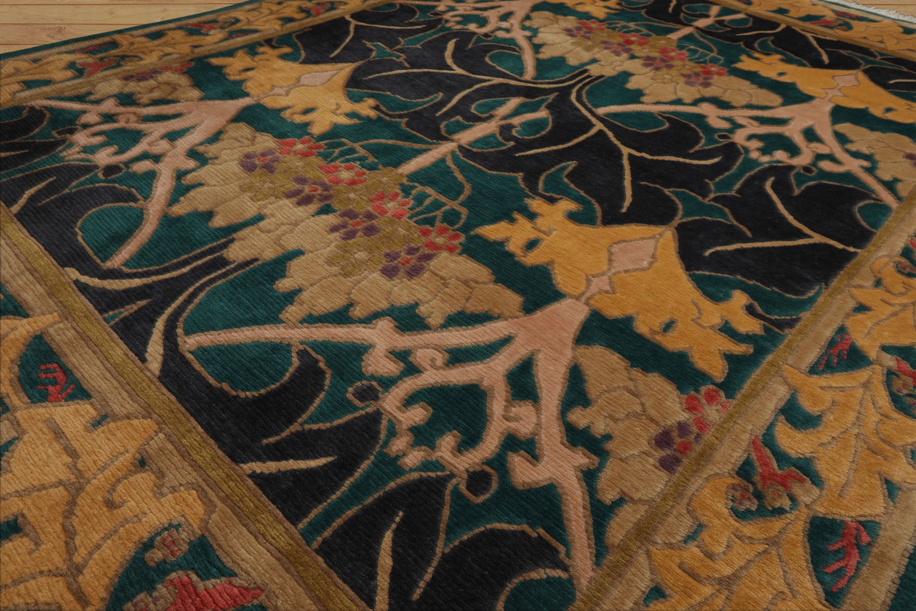 8x10 Turquoise, Blue, Gold Color Hand Knotted Tibetan Wool Arts & Crafts Oriental Rug
