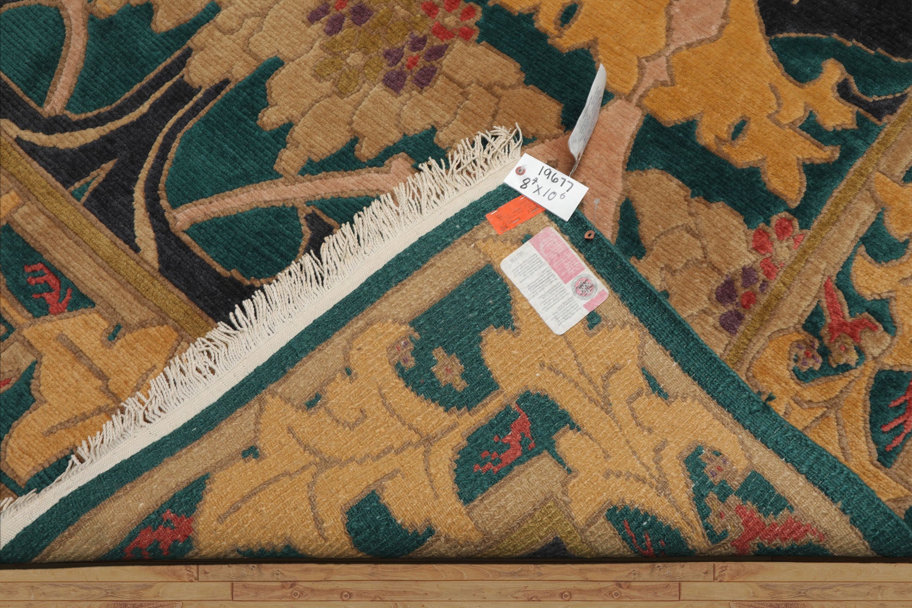 8x10 Turquoise, Blue, Gold Color Hand Knotted Tibetan Wool Arts & Crafts Oriental Rug