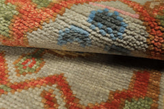 Runner Gray, Mint, Blush Color Hand Knotted Oushak Wool Traditional Oriental Rug
