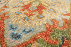 Runner Gray, Mint, Blush Color Hand Knotted Oushak Wool Traditional Oriental Rug