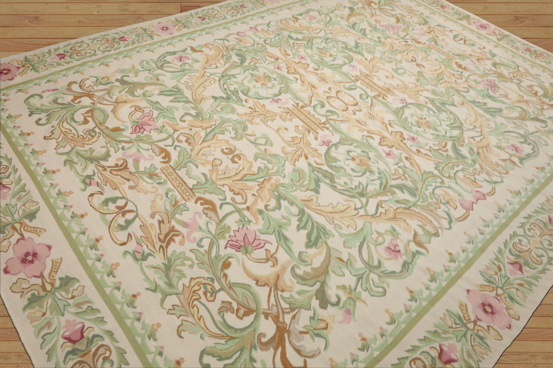 9x12 Ivory, Sage, Brown Color Hand Woven Kilim Wool Traditional  Oriental Rug
