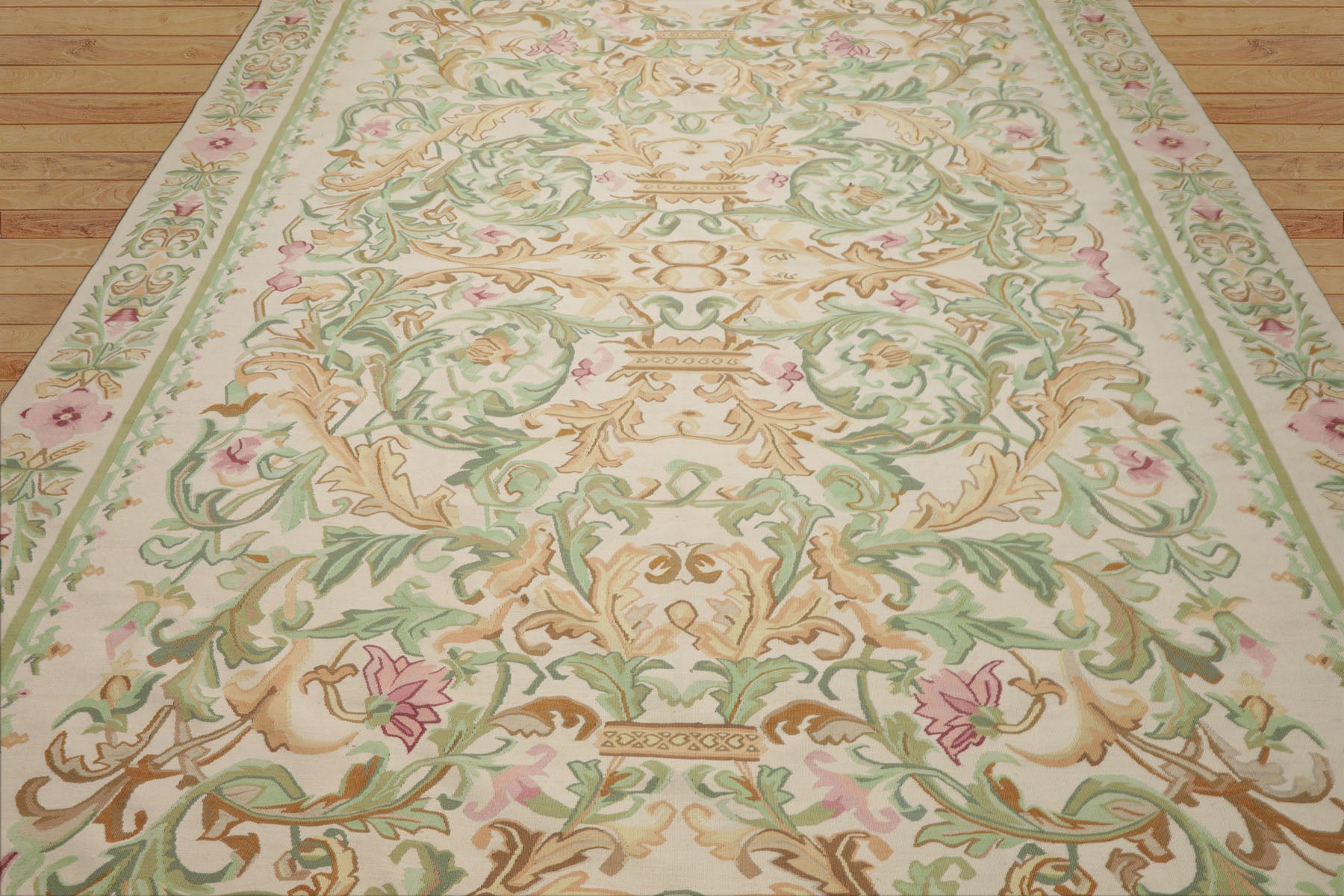 9x12 Ivory, Sage, Brown Color Hand Woven Kilim Wool Traditional  Oriental Rug
