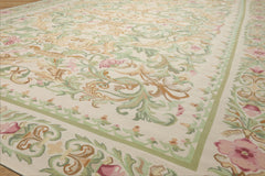 9x12 Ivory, Sage, Brown Color Hand Woven Kilim Wool Traditional  Oriental Rug