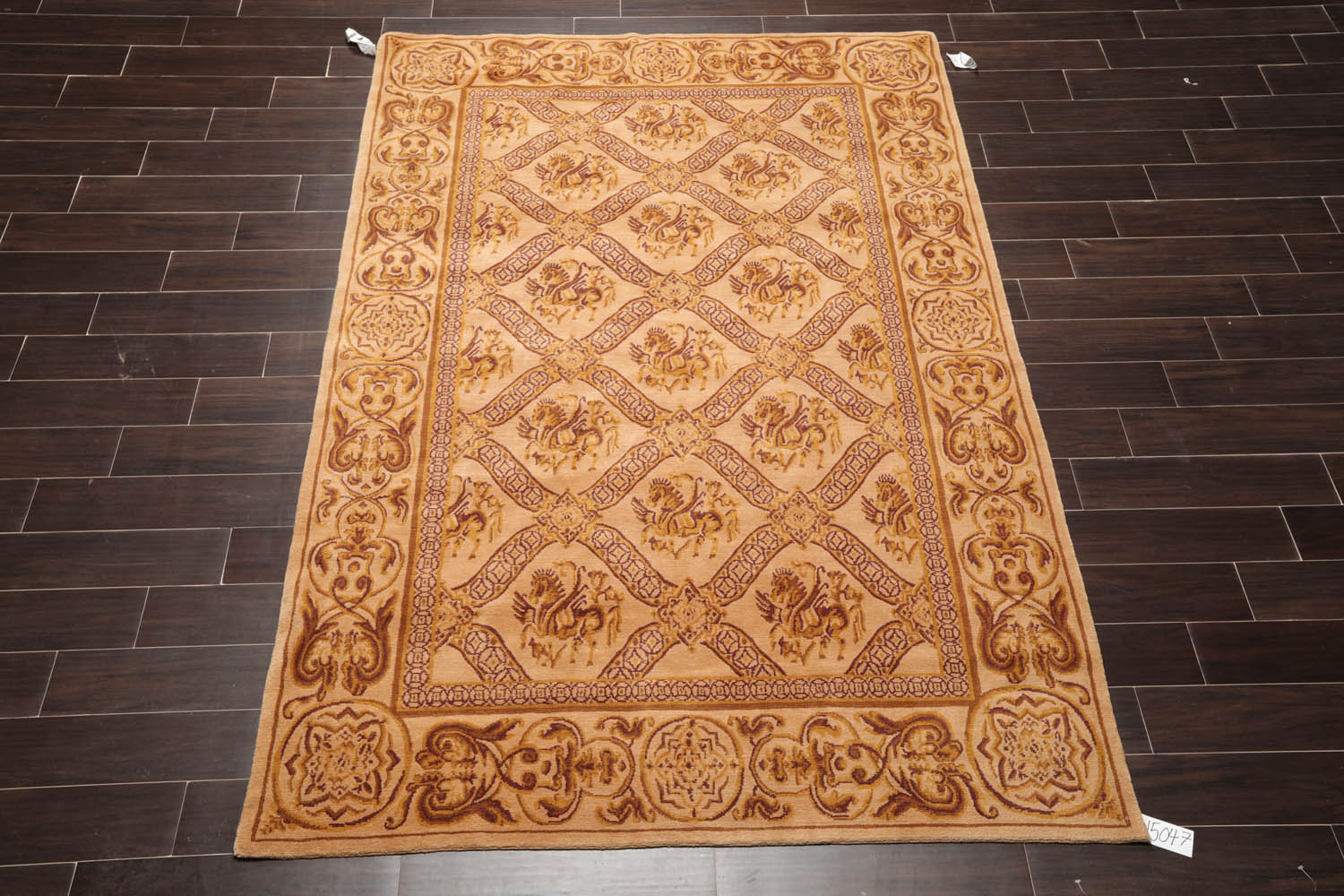 5x8 Caramel, Gold, Brown Color Hand Knotted All-Over 100% Wool Traditional Oriental Rug