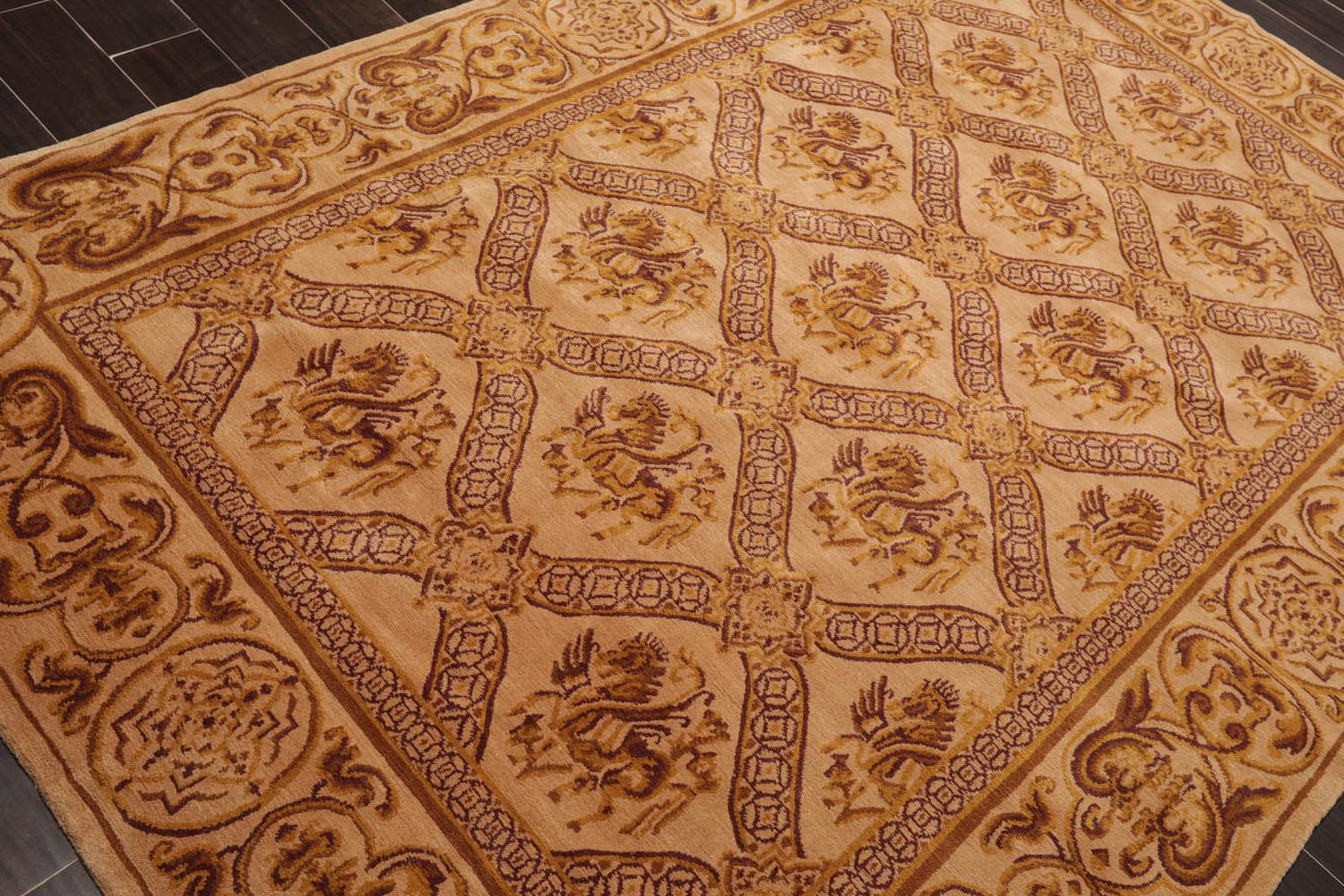 5x8 Caramel, Gold, Brown Color Hand Knotted All-Over 100% Wool Traditional Oriental Rug