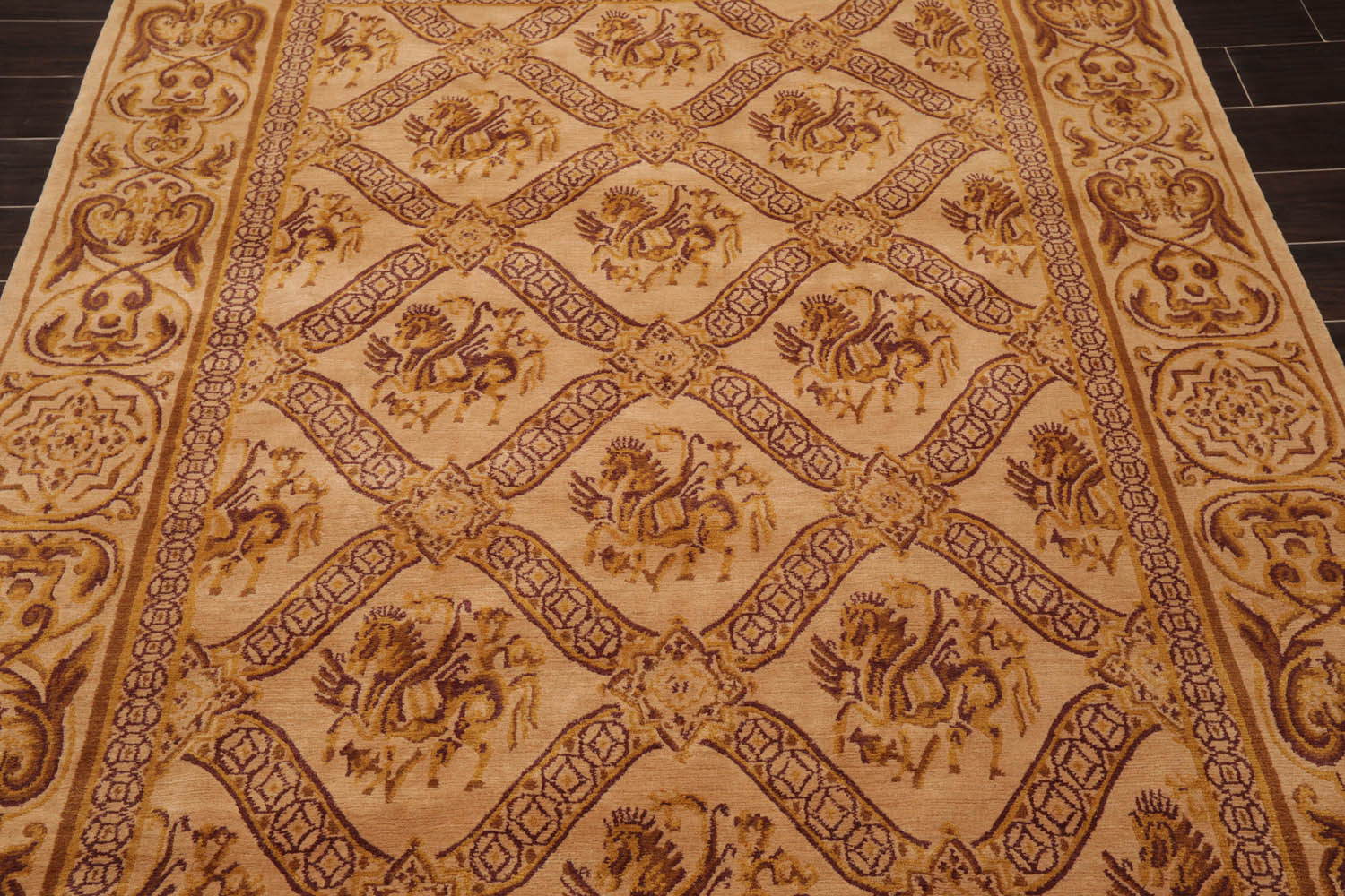 5x8 Caramel, Gold, Brown Color Hand Knotted All-Over 100% Wool Traditional Oriental Rug