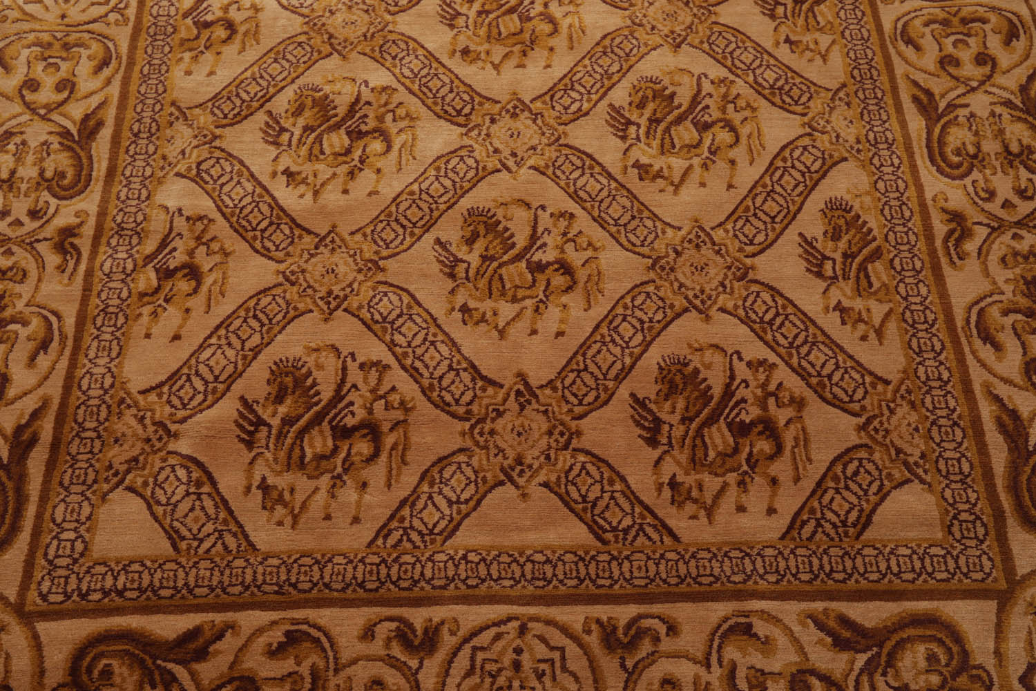 5x8 Caramel, Gold, Brown Color Hand Knotted All-Over 100% Wool Traditional Oriental Rug