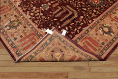 9x12 Maroon, Tan, Coral Color Hand Knotted All-Over 100% Wool Traditional-Persian/Oriental Oriental Rug