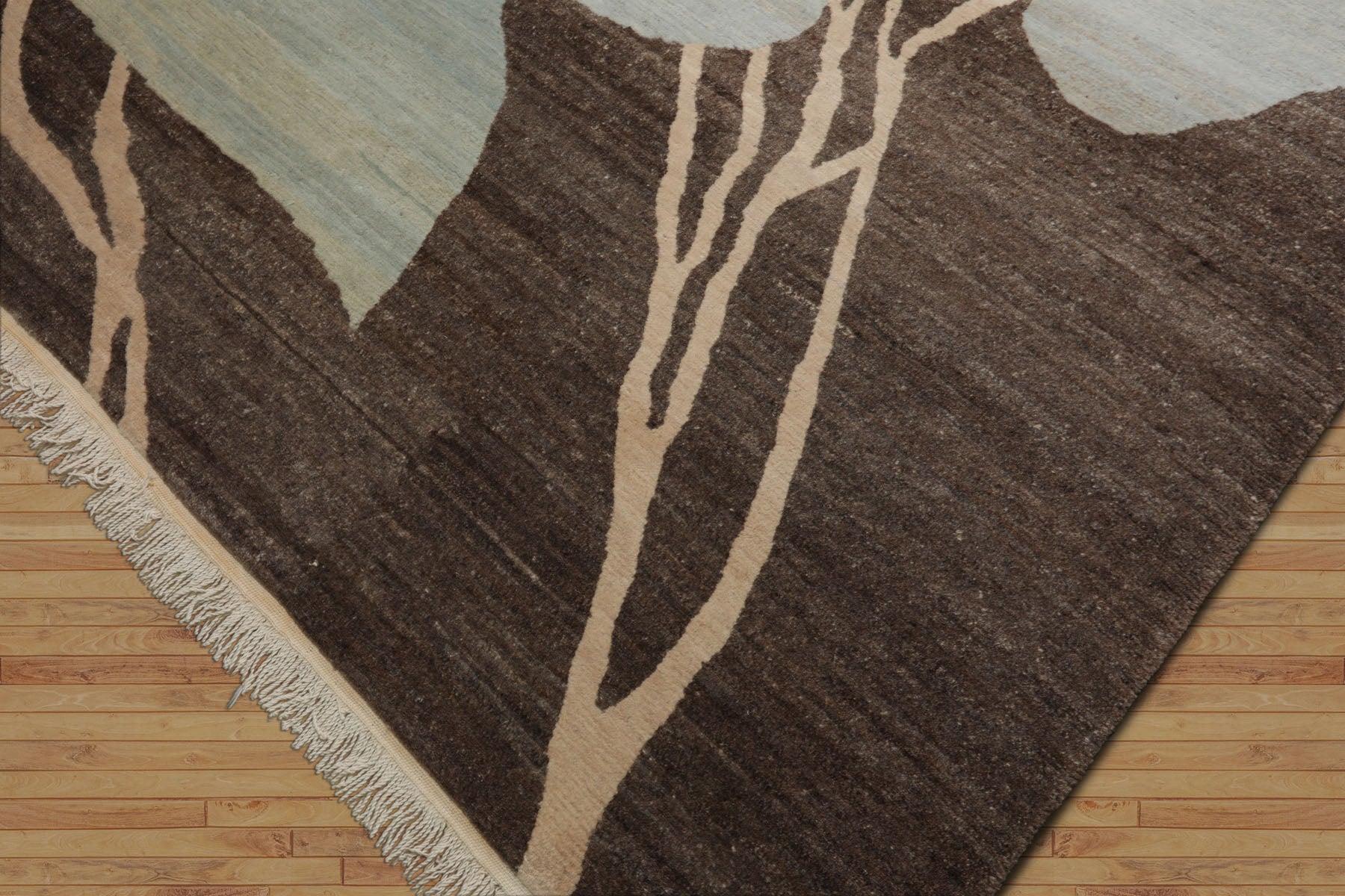 9x12 Brown, aqua, Gray Color Hand Knotted Tibetan Wool Art Deco Oriental Rug