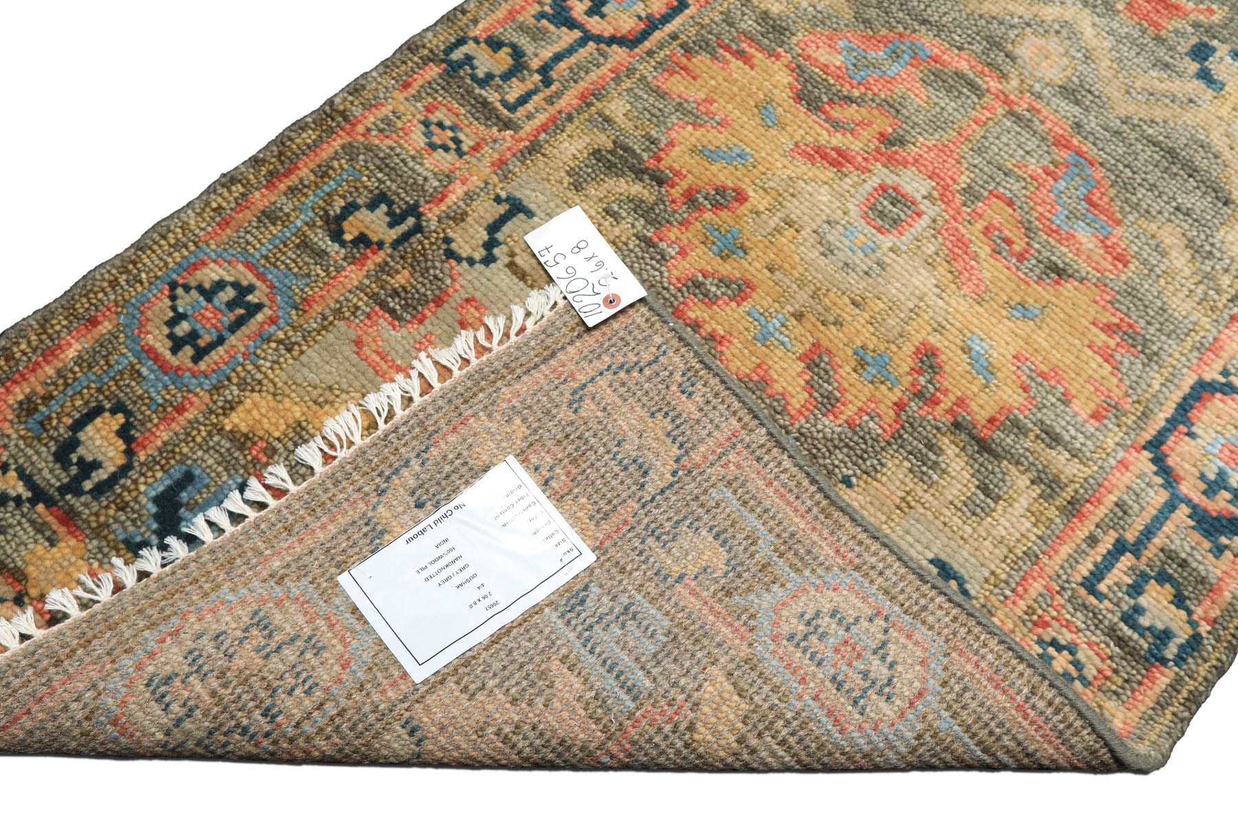 Runner Moss, Gold, Blush Color Hand Knotted Oushak Wool Traditional Oriental Rug