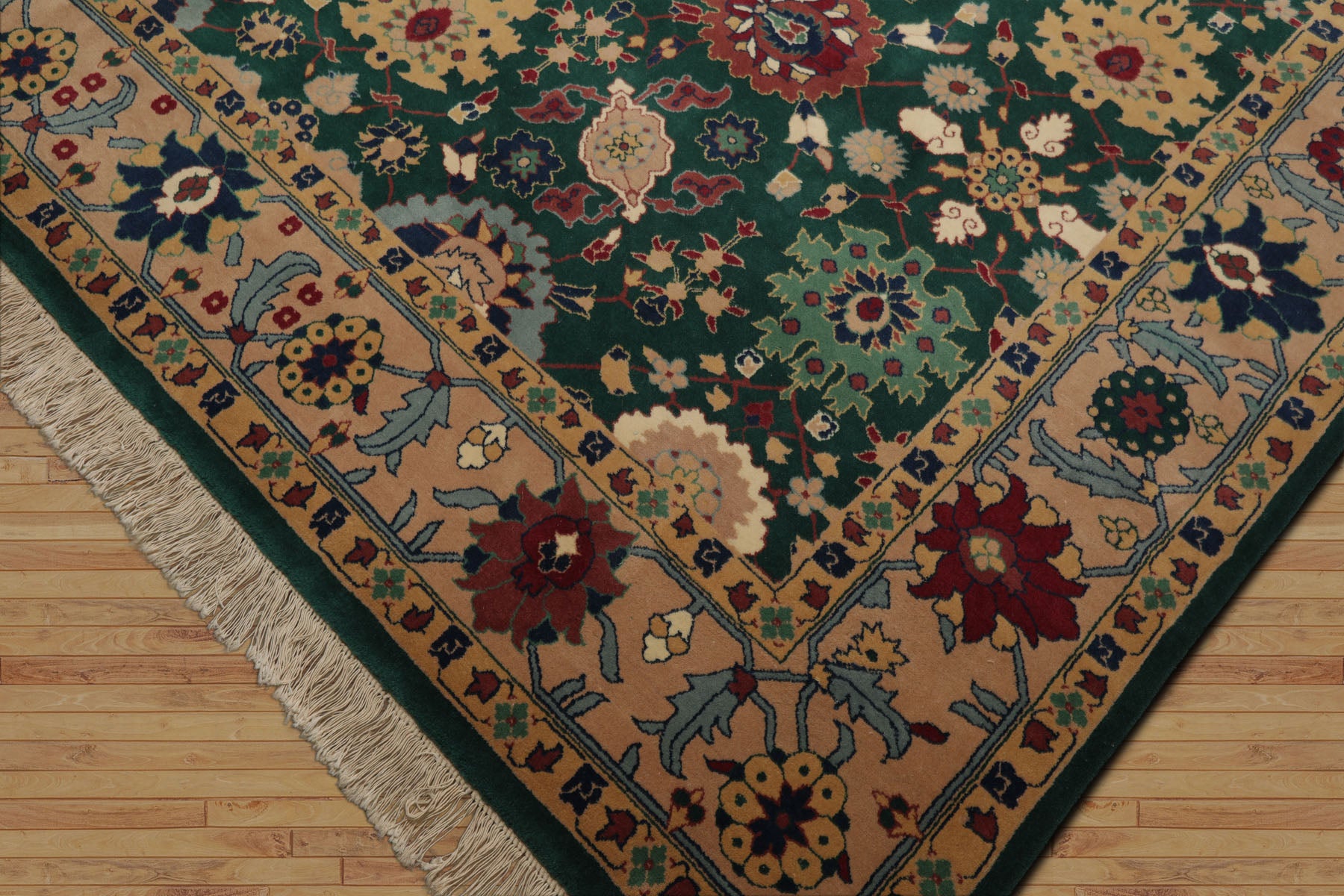 8x10 Green, Peach, Rose Color Hand Knotted Oushak New Zealand Wool Arts & Crafts  Oriental Rug