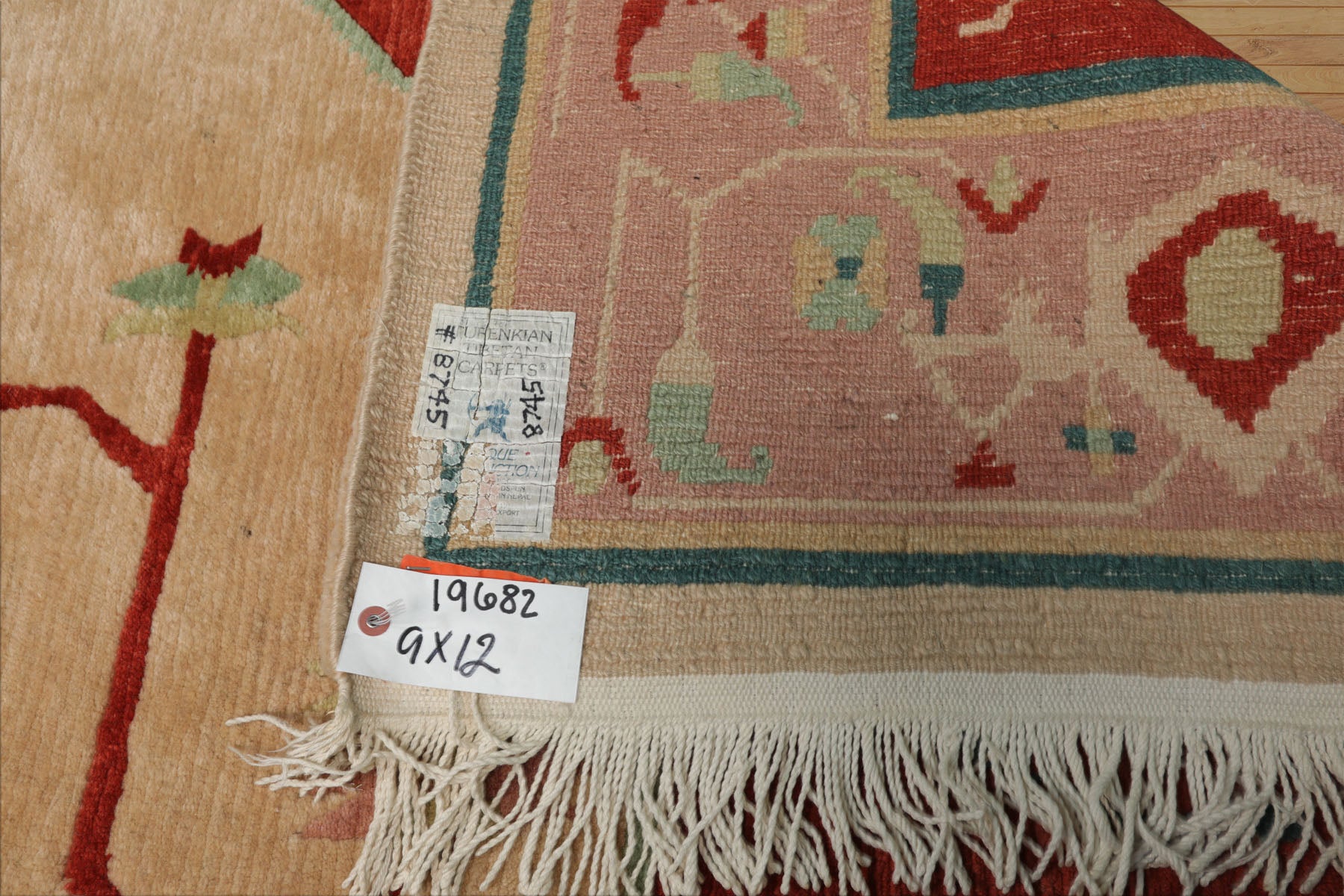 9x12 Ivory, Rose, Burnt Orange Color Hand Knotted Tibetan Wool Arts & Crafts  Oriental Rug