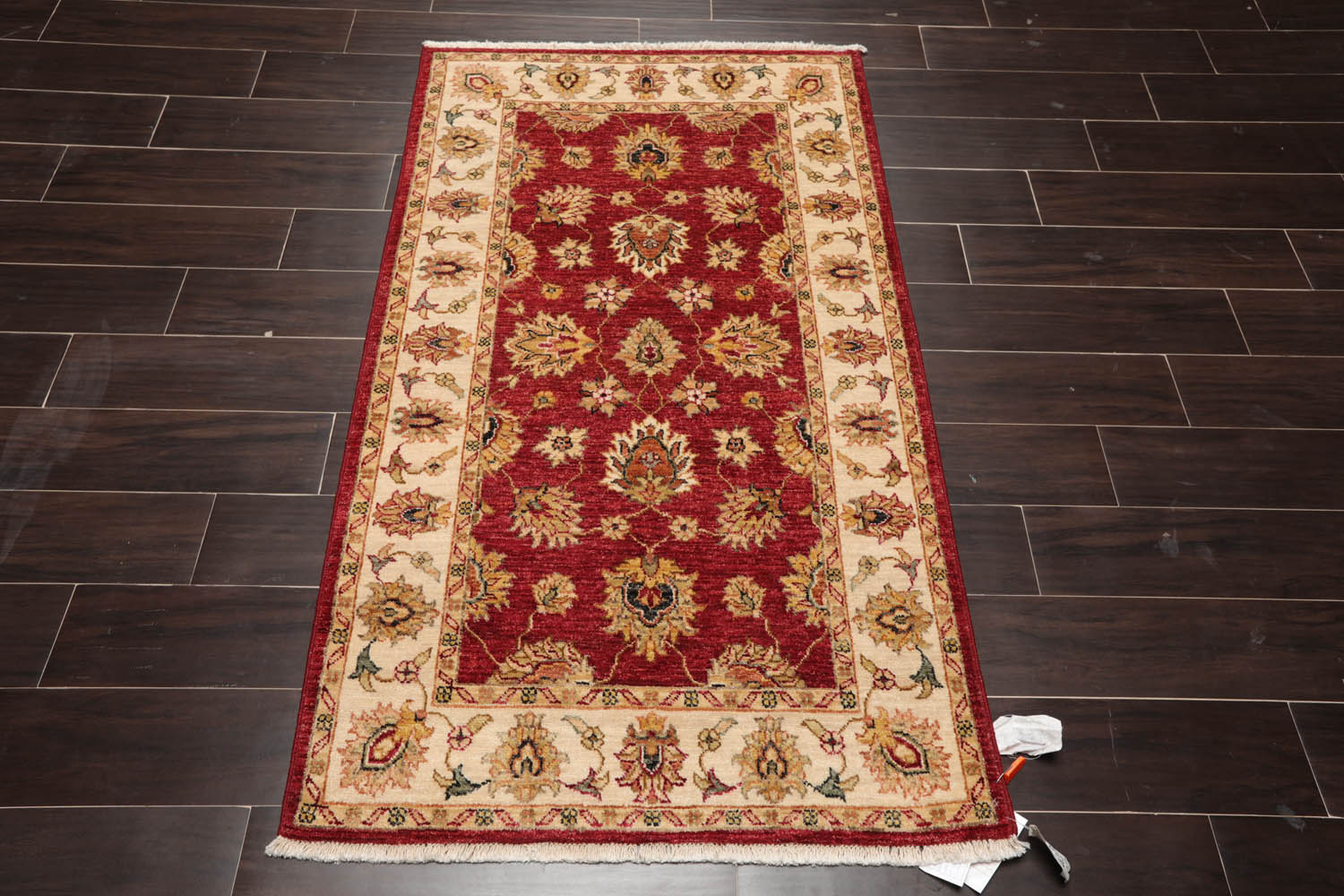 3x5 Rusty Red, Beige, Sage Color Hand Knotted All-Over 100% Wool Traditional Oriental Rug