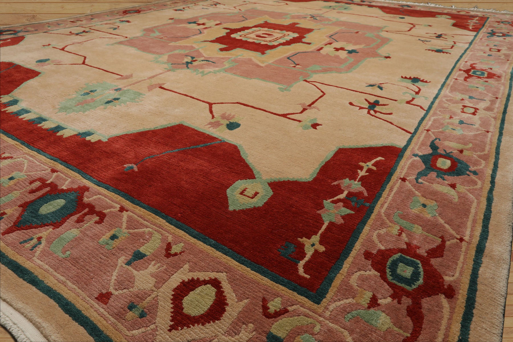 9x12 Ivory, Rose, Burnt Orange Color Hand Knotted Tibetan Wool Arts & Crafts  Oriental Rug