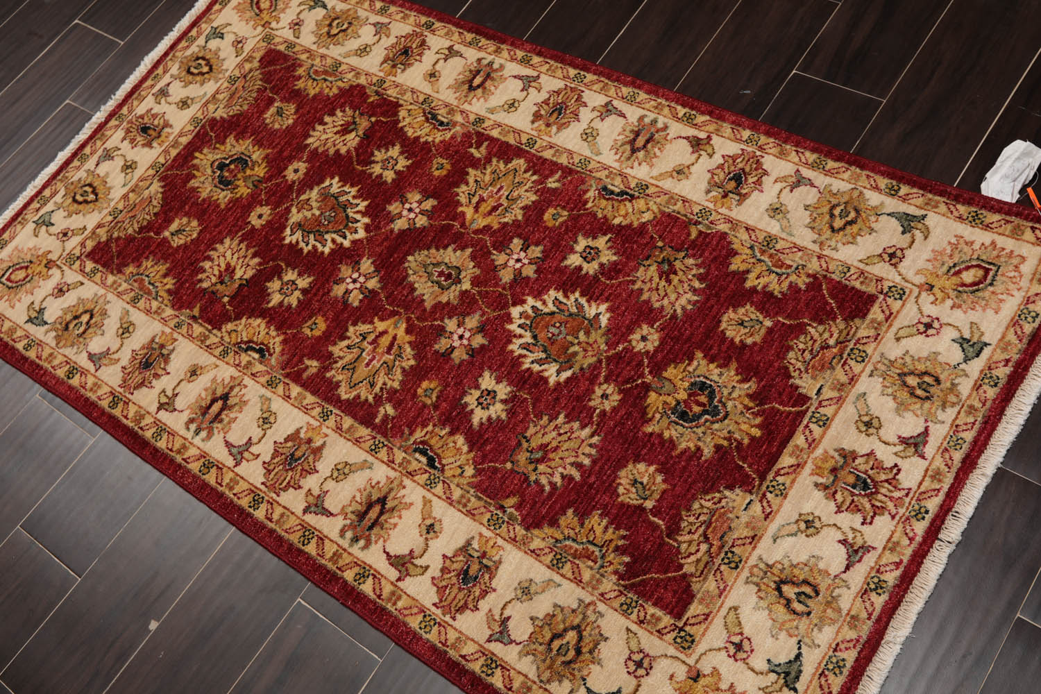 3x5 Rusty Red, Beige, Sage Color Hand Knotted All-Over 100% Wool Traditional Oriental Rug