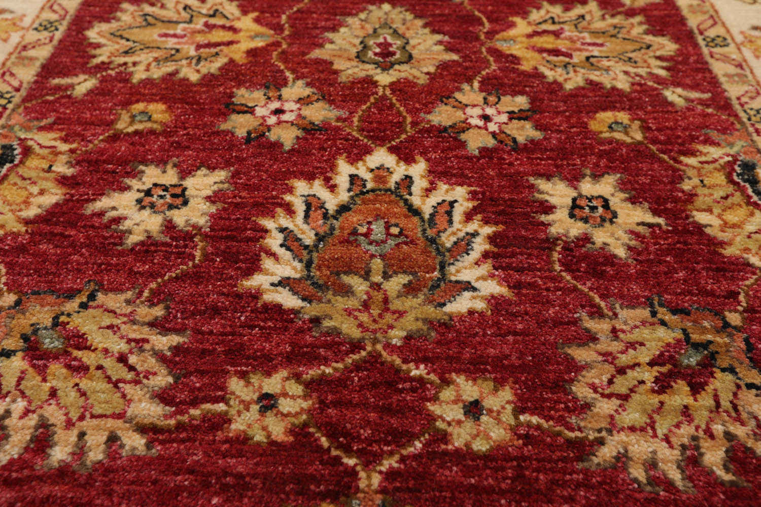 3x5 Rusty Red, Beige, Sage Color Hand Knotted All-Over 100% Wool Traditional Oriental Rug