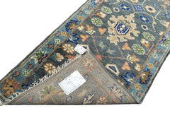Runner Slate, Blue, Blush Color Hand Knotted Oushak Wool Traditional Oriental Rug