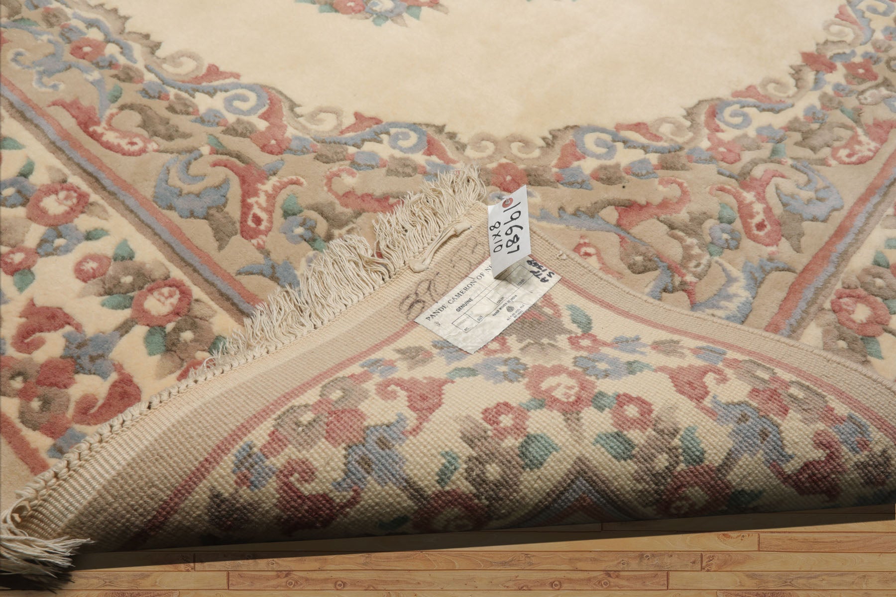 8x10 Ivory, Tan, Rose Color Hand Knotted French Aubusson Savonnerie Wool Traditional  Oriental Rug