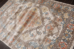 5x7 Beige, Taupe, Orange Color Machine Made All-Over 100% Polypropylene Transitional Oriental Rug