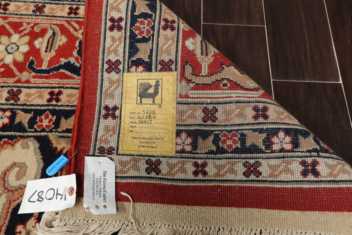 9x12 Burnt Orange, Beige, Navy Color Hand Knotted All-Over 100% Wool Traditional Oriental Rug