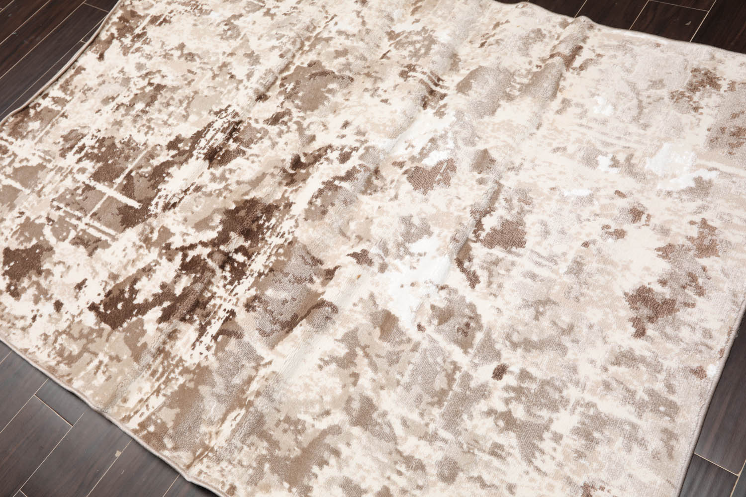 5x7 Ivory, Taupe, Brown Color Machine Made All-Over 100% Polypropylene Modern Oriental Rug