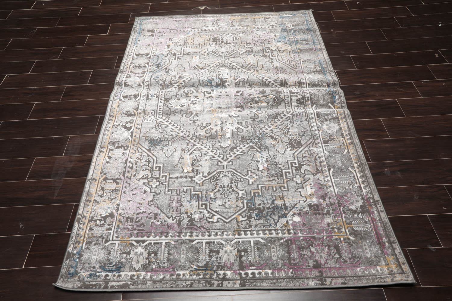 5x7 Gray, Brown, Purple Color Machine Made All-Over 100% Polypropylene Transitional Oriental Rug