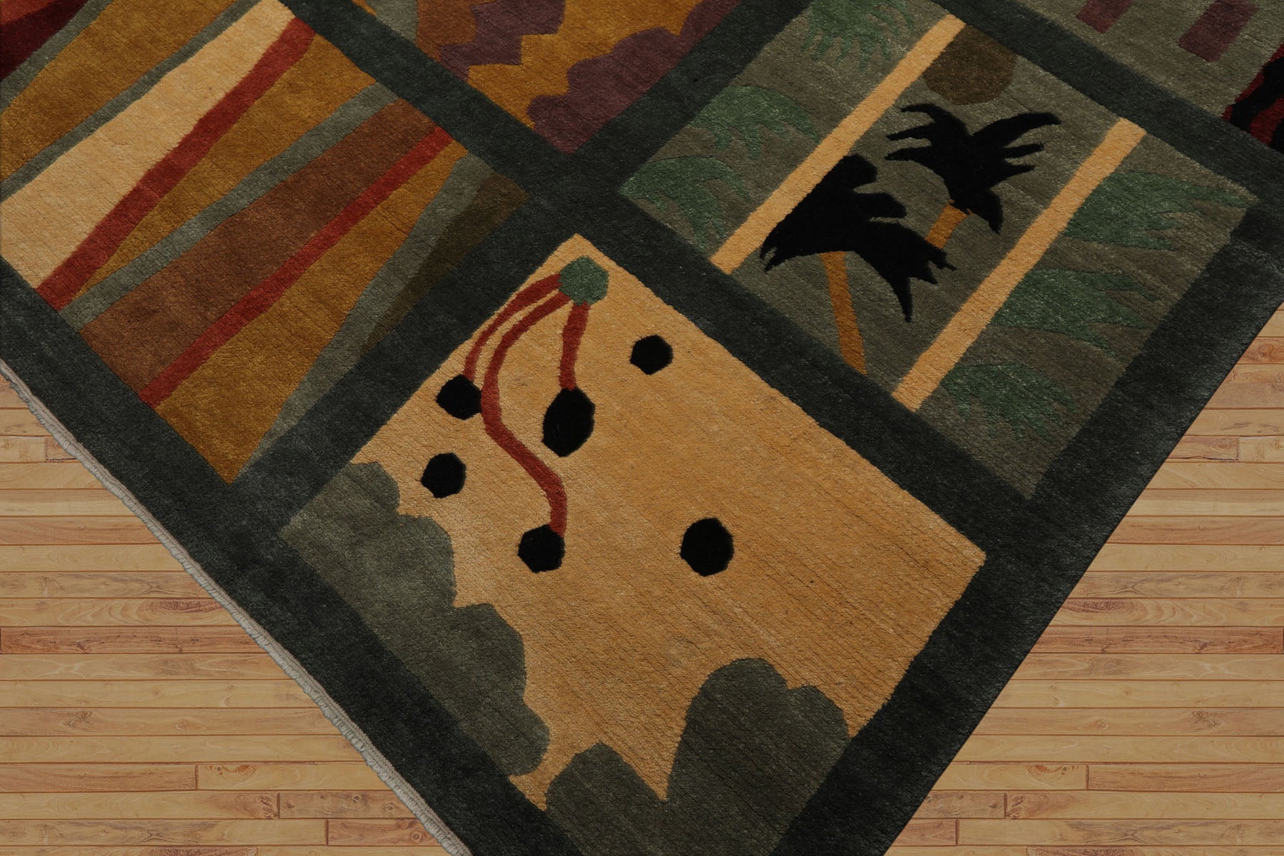 8x10 Teal, Peach, Gold Color Hand Knotted Tibetan Wool Arts & Crafts  Oriental Rug
