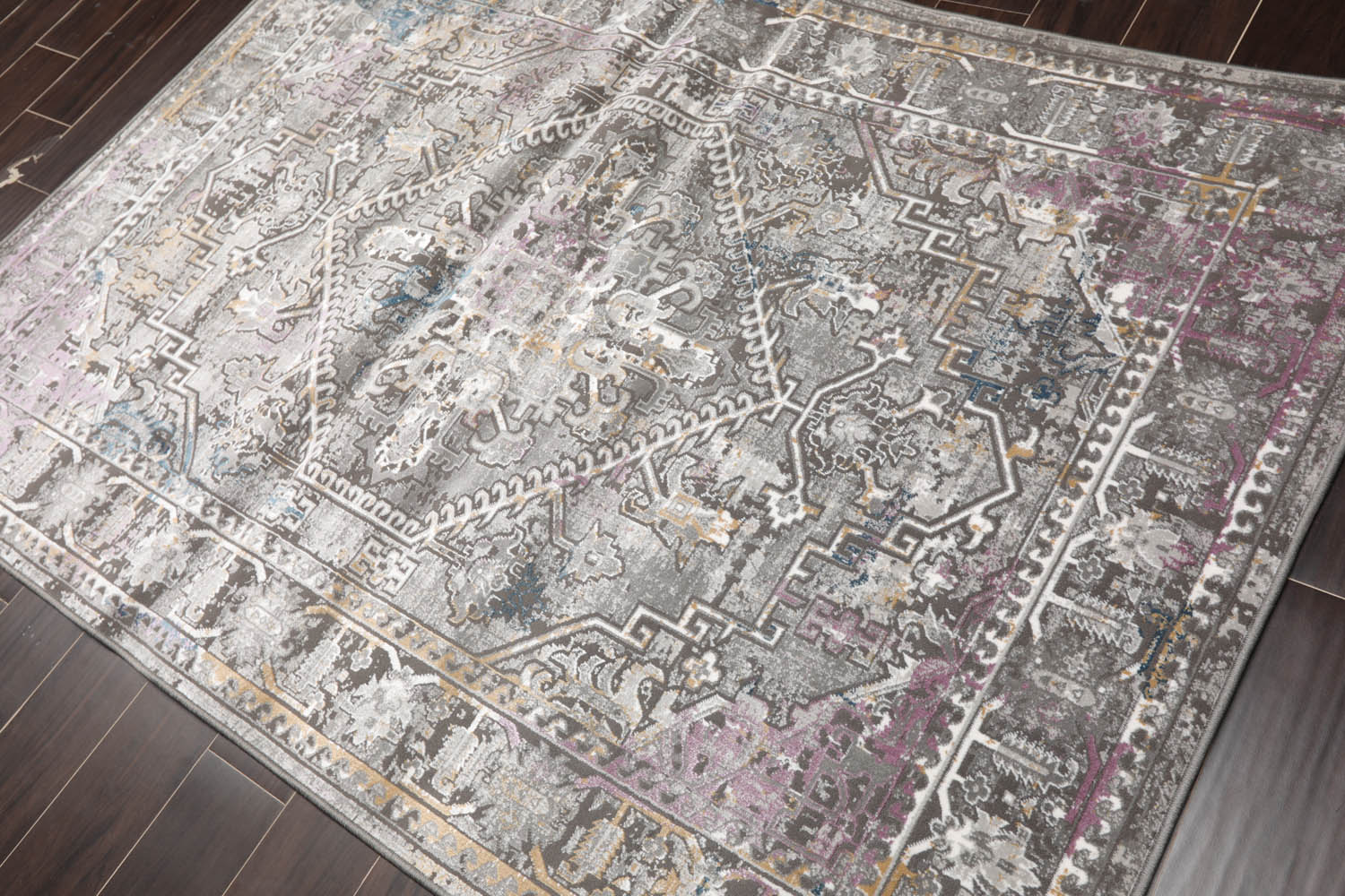5x7 Gray, Brown, Purple Color Machine Made All-Over 100% Polypropylene Transitional Oriental Rug