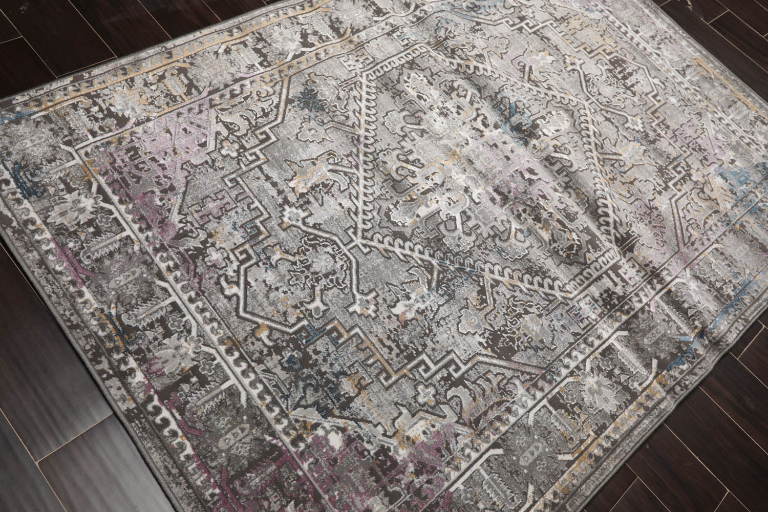 5x7 Gray, Brown, Purple Color Machine Made All-Over 100% Polypropylene Transitional Oriental Rug