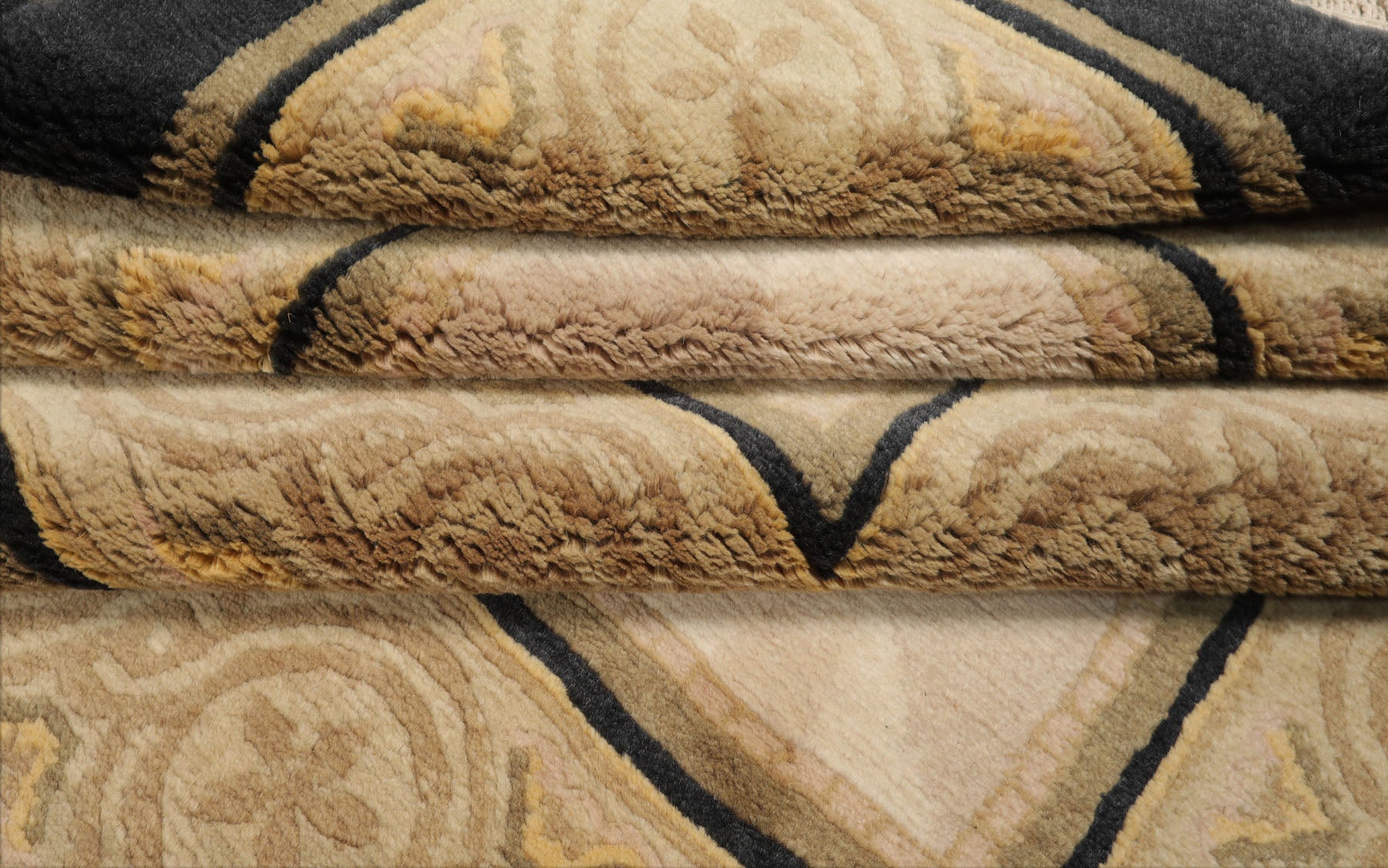 8x10 Ivory, Beige, Moss Color Hand Knotted Tibetan Wool Traditional Oriental Rug