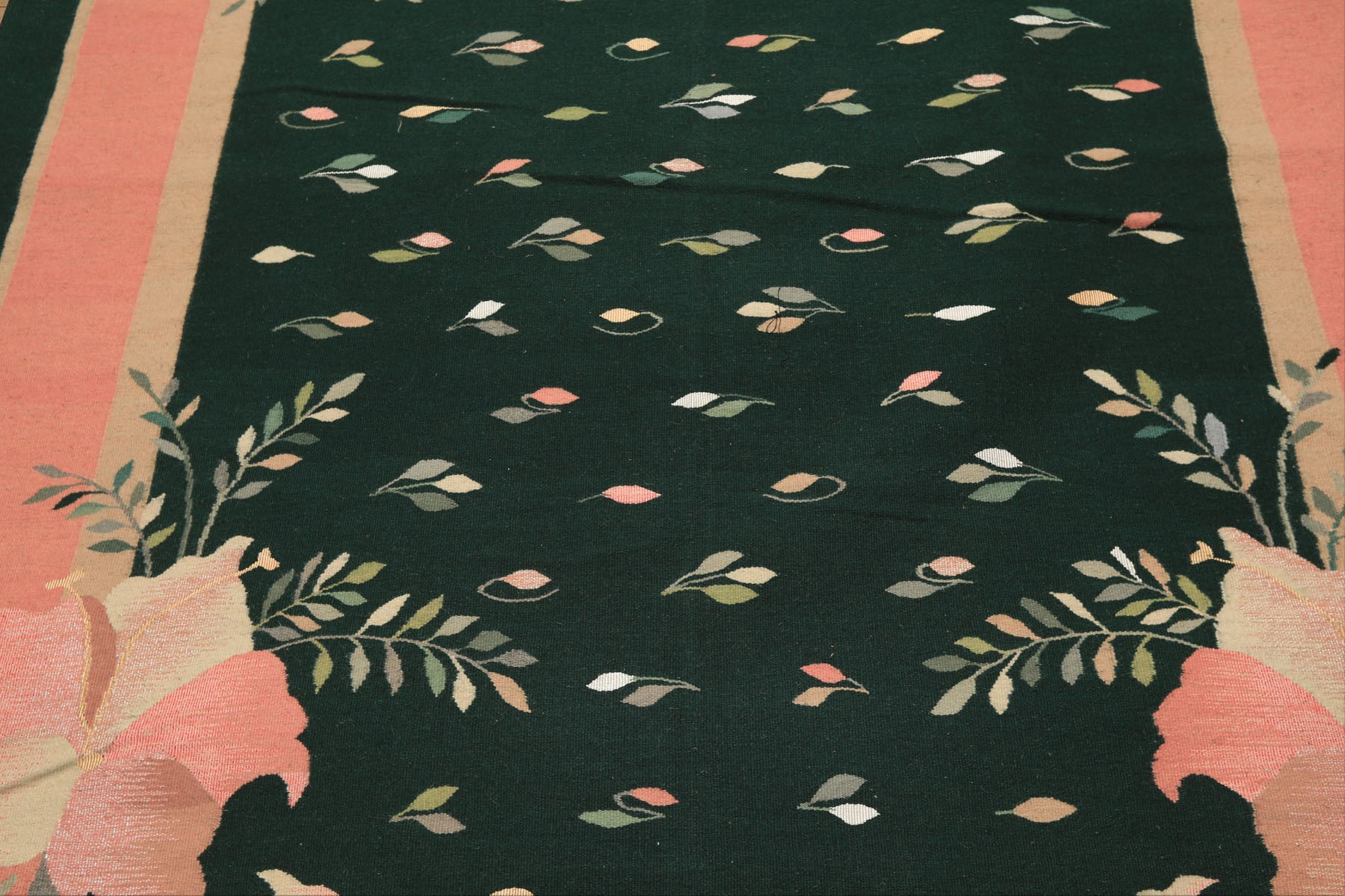 6x9 Green, Pink, Beige Color Hand Woven Durry Kilim Wool Traditional Oriental Rug