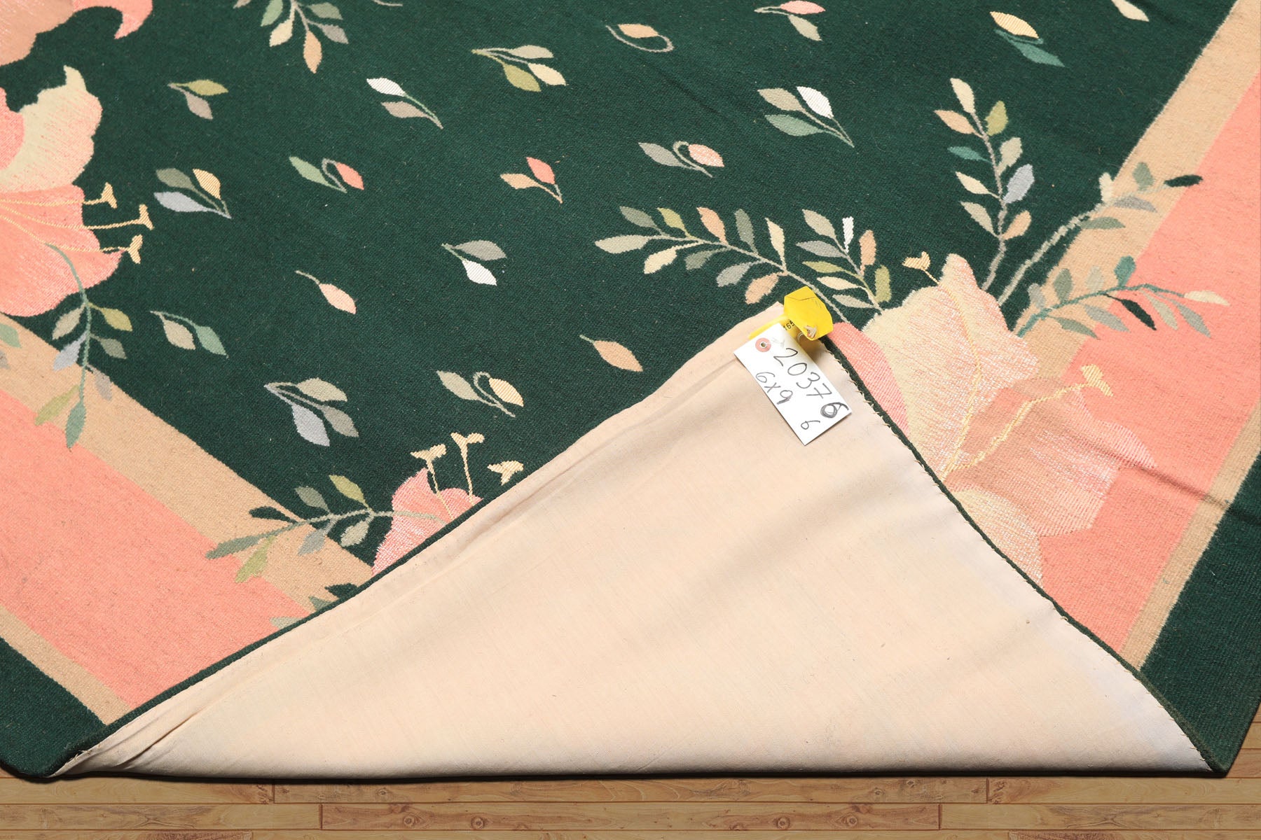 6x9 Green, Pink, Beige Color Hand Woven Durry Kilim Wool Traditional Oriental Rug