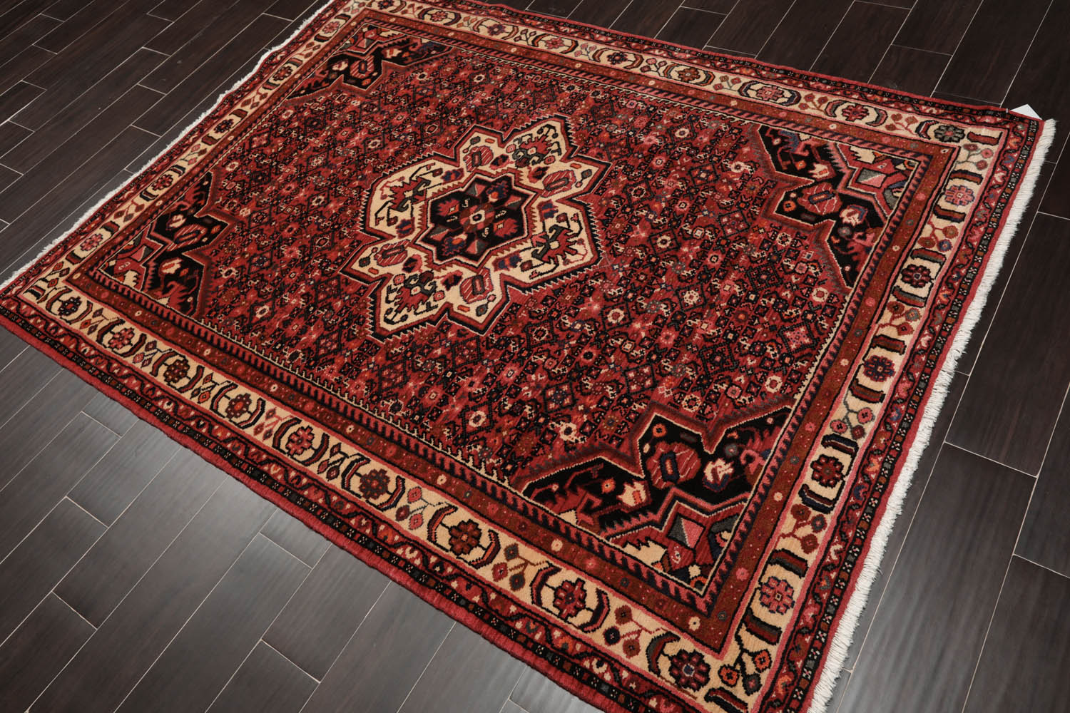 5x7 Red, Rust, Ivory Color Hand Knotted All-Over 100% Wool Traditional Oriental Rug