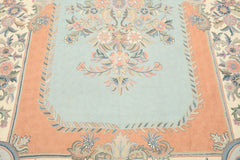 6x9 Aqua, Blush, Ivory Color Hand Woven Chainstitch Wool Traditional Oriental Rug