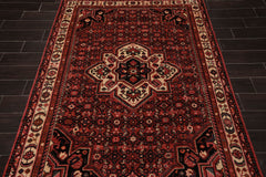 5x7 Red, Rust, Ivory Color Hand Knotted All-Over 100% Wool Traditional Oriental Rug