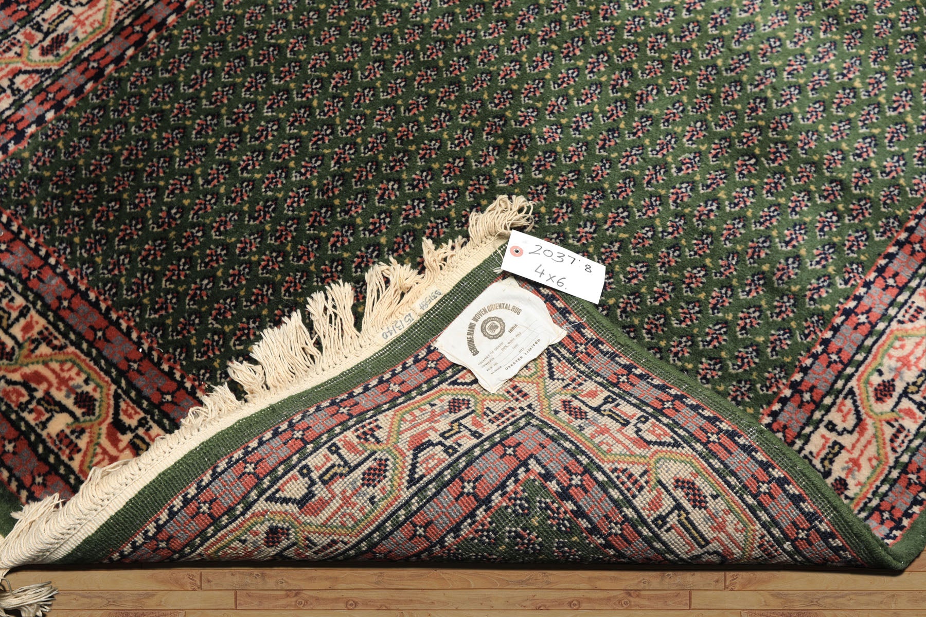 4x6 Green, Ivory, Blue Color Hand Knotted Boteh Wool Traditional Oriental Rug