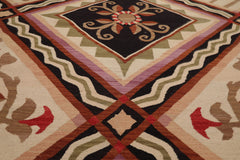 8x10 Ivory, Sage, Black Color Hand Woven Kilim Wool Traditional Oriental Rug